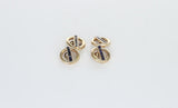 Invisibly-Set Blue Sapphire Shirt Pins, 14 Karat Yellow Gold