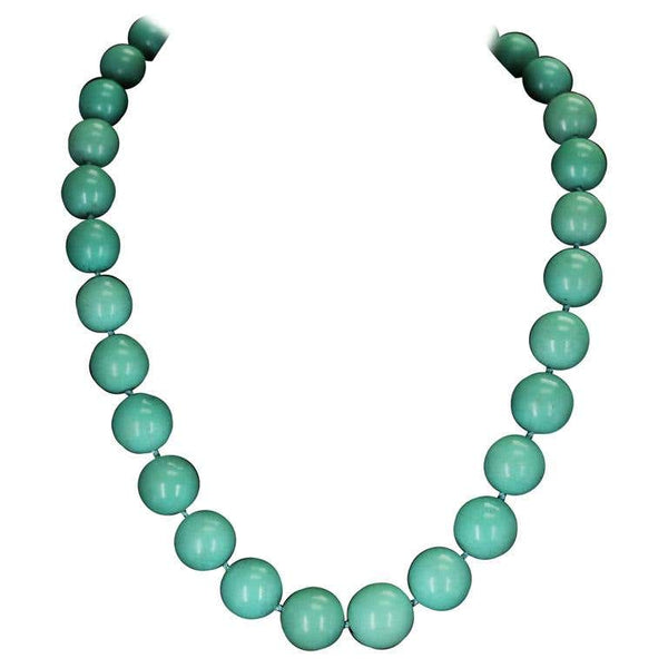 Large Iranian Turquoise Beads Necklace