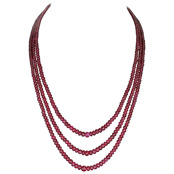 Plain & Smooth Ruby Beads with a Ruby Cabochon Clasp