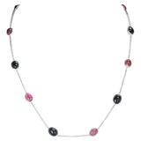 Dark Blue Sapphire Cabochon Necklace, Sterling Silver