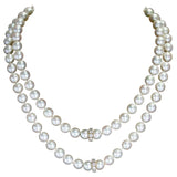 Pearl Beads Necklace with Diamond Discs