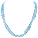 Genuine Faceted Blue Topaz Briolette Drop Beads Necklace, 14 Karat White