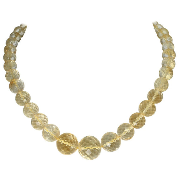 Genuine & Natural Large Citrine Round Faceted Beads Necklace