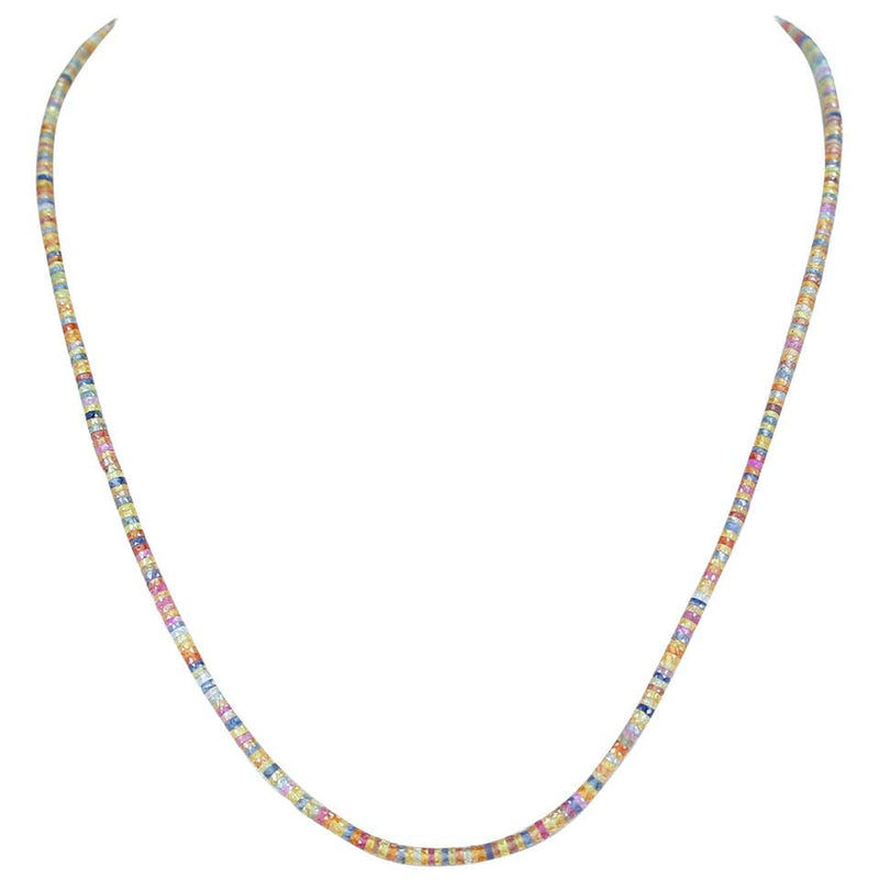 Genuine & Natural Multi-Sapphire Disc Shaped Beads Necklace