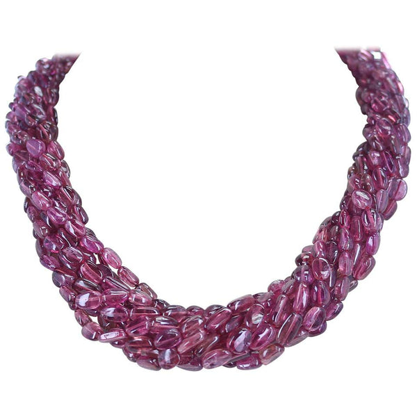 Genuine & Natural Plain & Smooth Tourmaline Tumbled Beads Choker Necklace