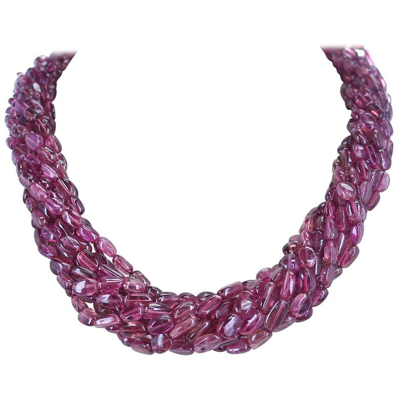 Genuine & Natural Plain & Smooth Tourmaline Tumbled Beads Choker Necklace