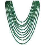 Genuine & Natural Smooth Emerald Small Tumbled Beads Necklace, 9 Lines