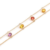 Oval Multi Sapphire Double Line, 18k Yellow Gold Bracelet