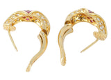 Cartier Ruby and Diamond Earrings, 18 Karat Yellow Gold