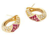 Cartier Ruby and Diamond Earrings, 18 Karat Yellow Gold