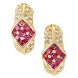 Cartier Ruby and Diamond Earrings, 18 Karat Yellow Gold