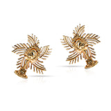 Turquoise Cabochon Star Earrings, 14k