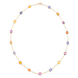 Mixed Cut Blue Sapphire Necklace, 18 Karat Gold