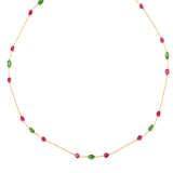 Oval and Pear Emerald, Ruby, 18k Yellow Gold Necklace