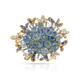 Fred Paris Aquamarine, Sapphire and Diamond Brooch, 18k
