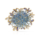 Fred Paris Aquamarine, Sapphire and Diamond Brooch, 18k