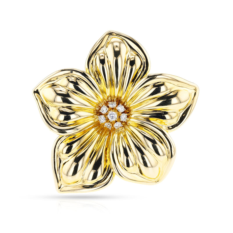 Van Cleef & Arpels Gold and Diamond Floral Brooch, 18k