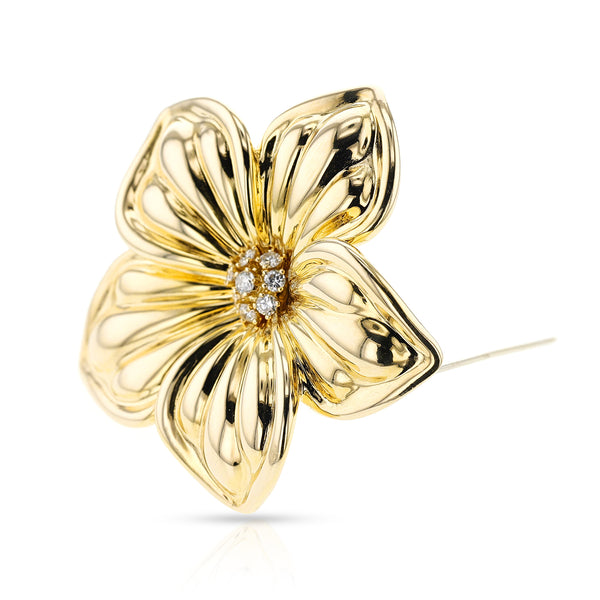 Van Cleef & Arpels Gold and Diamond Floral Brooch, 18k