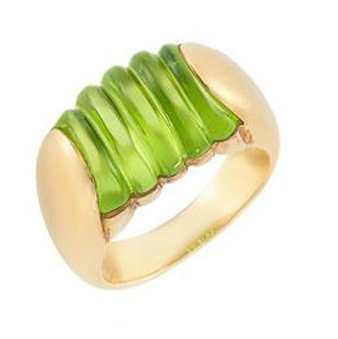Bulgari Fluted Peridot and 18K Yellow Gold Ring