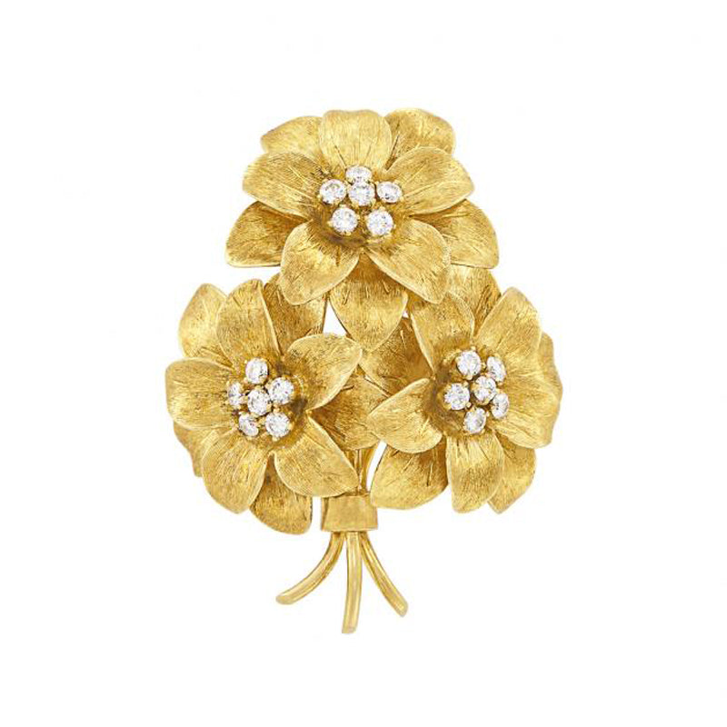 Tiffany & Co. Diamond and Gold Flower Bouquet Brooch