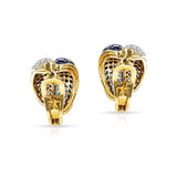 Invisibly Set Blue Sapphire and Diamond Duo Earrings, 18k