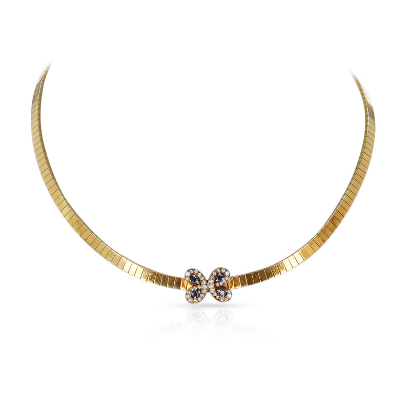 Van Cleef & Arpels Butterfly Sapphire and Diamond Choker Necklace, 18k