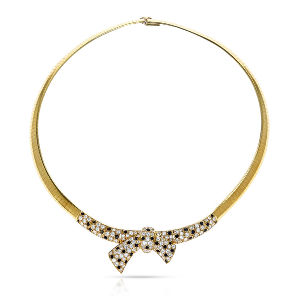 Van Cleef & Arpels Diamond and Black Onyx Bow Necklace and Earring Set