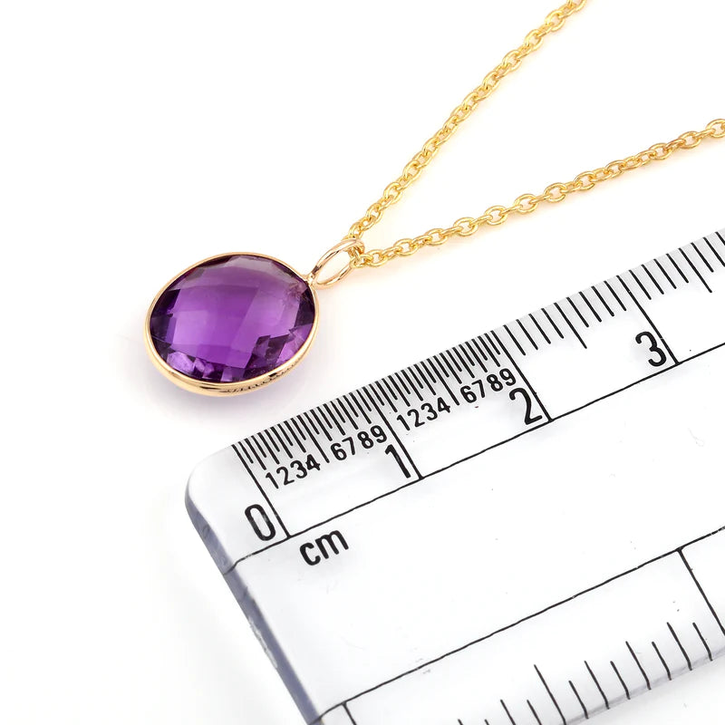 Oval Semi-Precious Gemstone Pendant, 14k