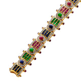 Ruby, Emerald, Sapphire, Diamond, Mixed Cut and Cabochon Bracelet, 18k