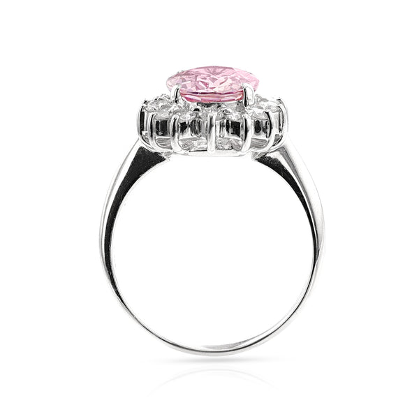 GIA Certified 2.53 Carat Natural (Unheated) Oval-Shaped Pink Sapphire and Diamond Ring, PT