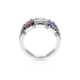 Diamond, Emerald, Ruby, Sapphire Ring, 18k White