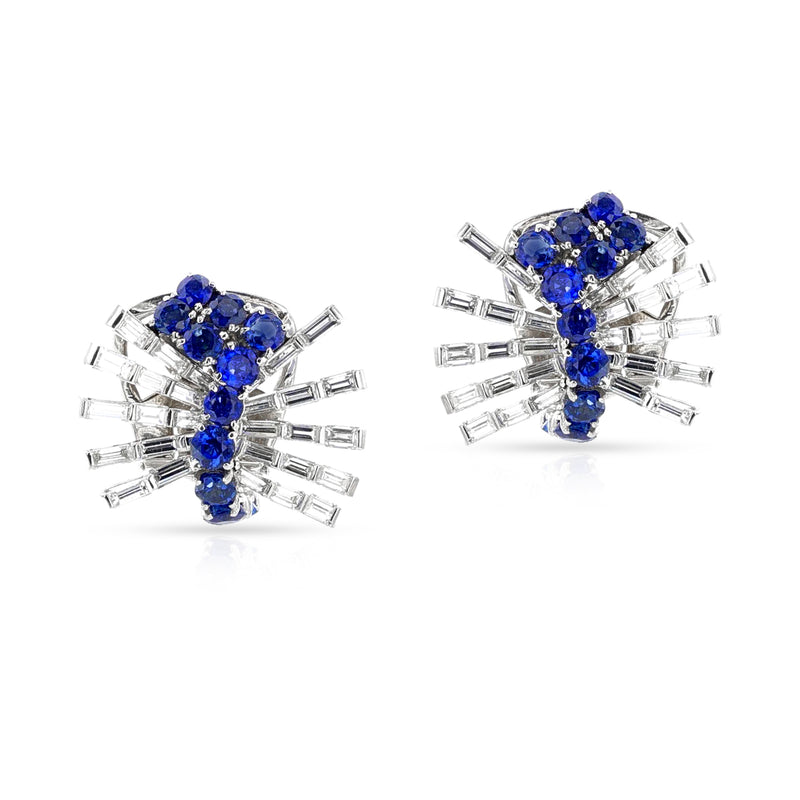 Garrard Sapphire and Diamond Earrings, 18k White