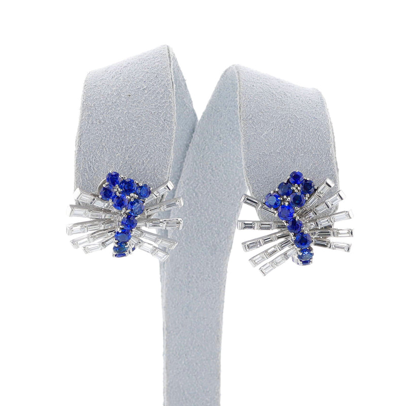 Garrard Sapphire and Diamond Earrings, 18k White