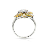 White Diamond and Yellow Diamond Ring, Platinum