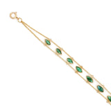 Marquise Emerald Double Line Bracelet, 18k Yellow Gold