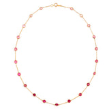 Round Pink Tourmaline Necklace, 18k Yellow Gold