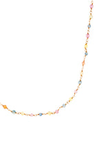 Multi-Colored Sapphire Round Beads Wire Wrap Necklace, Yellow Gold