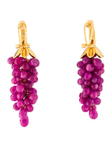Ruby & Diamond Chandelier Earrings, 14K Yellow