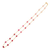 Round Pink Tourmaline Necklace, 18k Yellow Gold