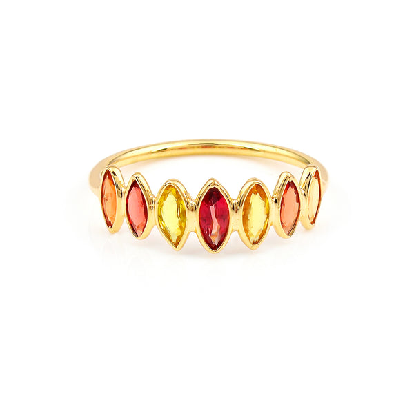 Multi Sapphire single Layer Band, 18K Gold