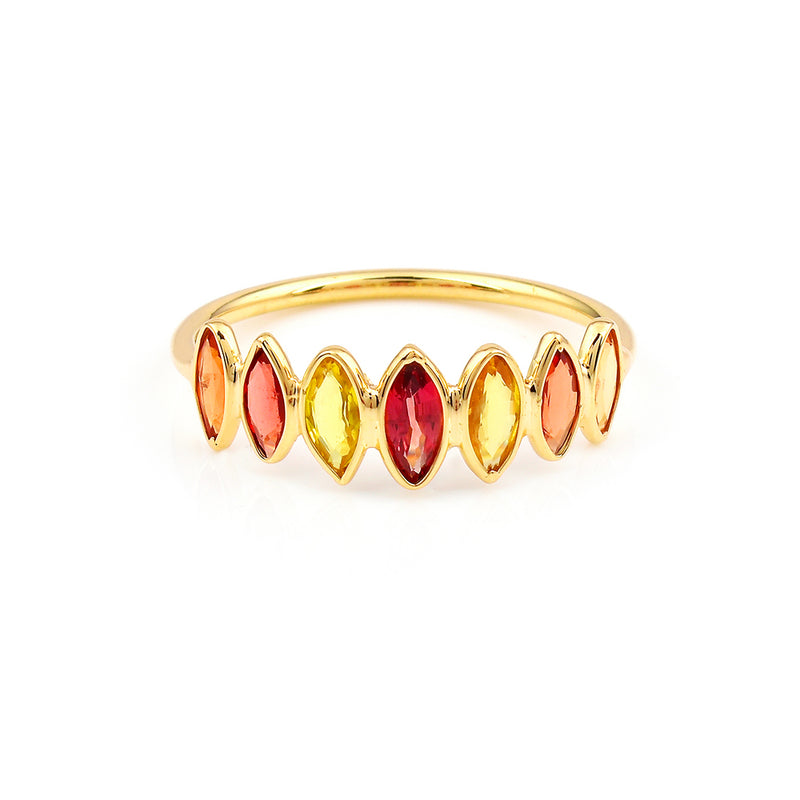 Multi Sapphire single Layer Band, 18K Gold