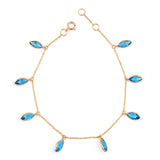 Marquise Genuine Blue Topaz, 18k Yellow Gold Adjustable Bracelet