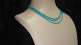 Genuine 3MM Turquoise Beads Three Strand Necklace, 14K Yellow Gold