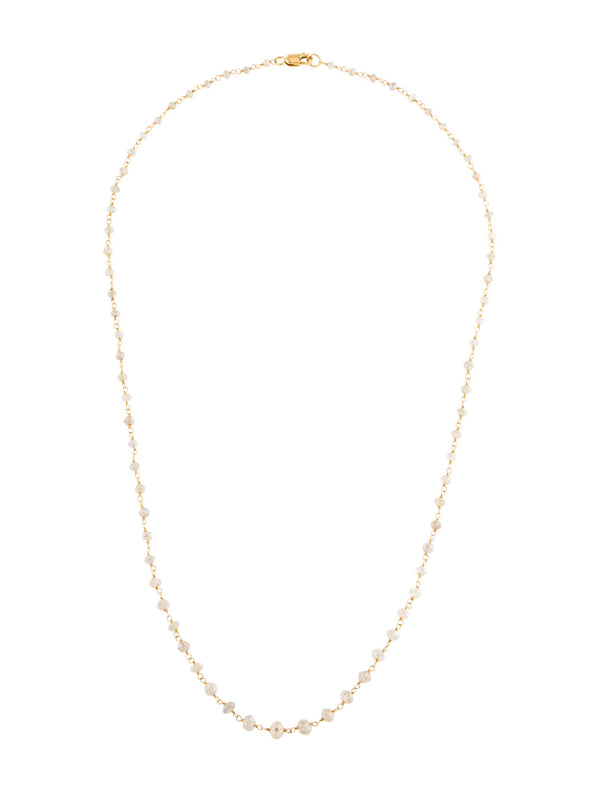 Gray Diamond Beads Wire-Wrapped Necklace, 18K Yellow