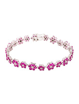 Ruby & Diamond Floral Bracelet, 18K White