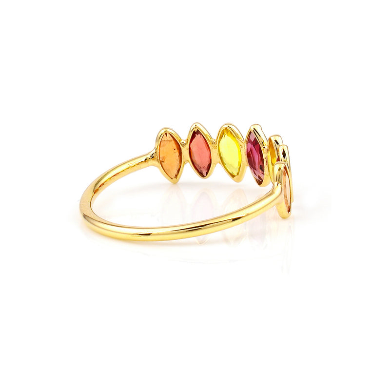 Multi Sapphire single Layer Band, 18K Gold