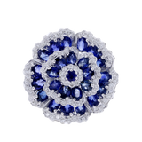 Floral Blue Sapphire and Diamond Ring