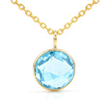 Round Semi-Precious Gemstone Pendant, 18K Yellow Gold