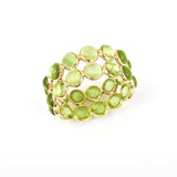 Peridot Round Cabochon Double Line Band, Yellow Gold