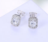 Emerald-Cut White Cubic Zirconia Sterling Silver Earrings